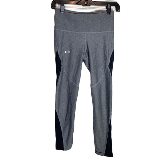 Under Armour HeatGear Gray Grey and white Mesh Mid-Rise Leggings Size Small - Picture 3 of 17